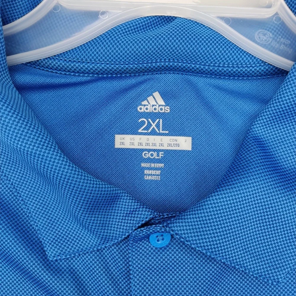 Adidas Polo Shirt Mens‎ 2XL Blue Golf Performance Short Sleeve Pique P00315